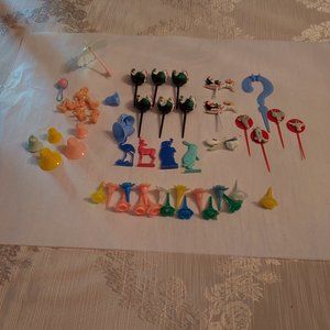 Vintage Cake Decorations Toppers Picks Christmas Thanksgiving Baby Western